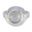 Rainbow Moonstone Solitaire Russian Sterling Silver White Gemstones Mid weight Glamorous Ring Jewellery