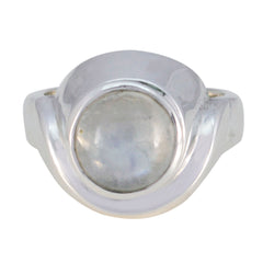 Rainbow Moonstone Solitaire Russian Sterling Silver White Gemstones Mid weight Glamorous Ring Jewellery