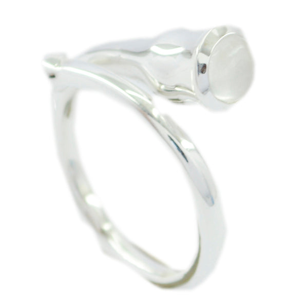 Rainbow Moonstone Solitaire Russian 925 Sterling Silver White Gemstones Mid weight Contemporary Ring Jewellery