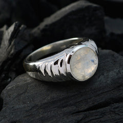 Rainbow Moonstone Solitaire Egyptian 925 Silver White Gemstones Versatile Glamorous Ring Jewellery