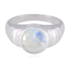 Rainbow Moonstone Solitaire Egyptian 925 Silver White Gemstones Versatile Glamorous Ring Jewellery