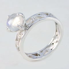 Rainbow Moonstone Solitaire Spanish 92.5 Silver White Gems Slim Filigree Ring Jewelry