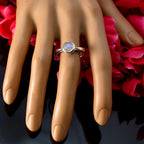 Rainbow Moonstone Solitaire Turkish 925 Silver White Gemstone Whisper thin Abstract Ring Jewelry