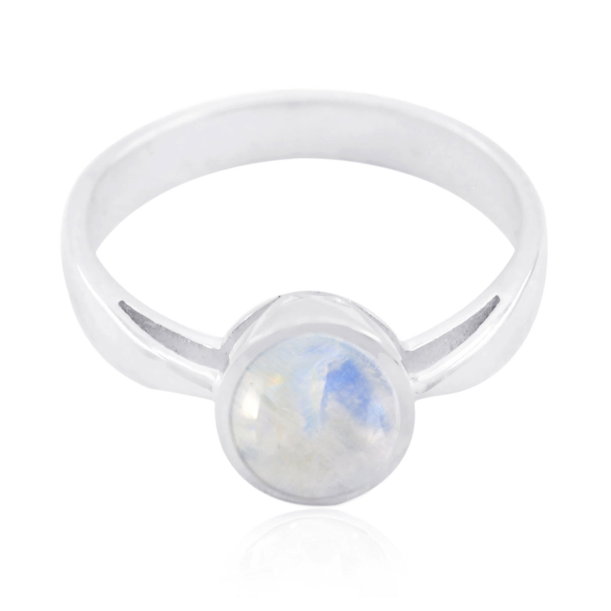 Rainbow Moonstone Solitaire Turkish 925 Silver White Gemstone Whisper thin Abstract Ring Jewelry Immagine principale del prodotto