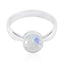 Rainbow Moonstone Solitaire Turkish 925 Silver White Gemstone Whisper thin Abstract Ring Jewelry