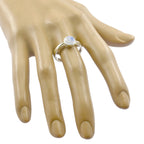 Rainbow Moonstone Solitaire Turkish 925 Silver White Gemstone Whisper thin Abstract Ring Jewelry