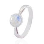 Rainbow Moonstone Solitaire Turkish 925 Silver White Gemstone Whisper thin Abstract Ring Jewelry
