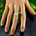 Rainbow Moonstone Solitaire Russian Sterling Silver White Gemstone Tiny Romantic Ring Jewellery