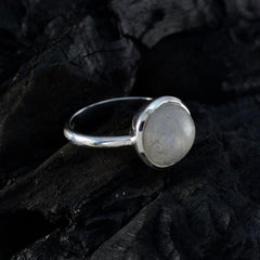 Rainbow Moonstone Solitaire Russian Sterling Silver White Gemstone Tiny Romantic Ring Jewellery