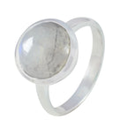 Rainbow Moonstone Solitaire Russian Sterling Silver White Gemstone Tiny Romantic Ring Jewellery
