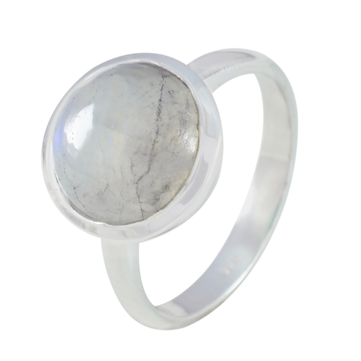 Rainbow Moonstone Solitaire Russian Sterling Silver White Gemstone Tiny Romantic Ring Jewellery