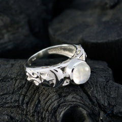 Rainbow Moonstone Solitaire Latin American Silver White Gemstones Slim Filigree Ring Jewelry