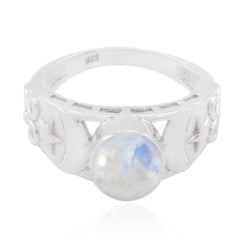 Rainbow Moonstone Solitaire Latin American Silver White Gemstones Slim Filigree Ring Jewelry