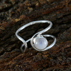 Rainbow Moonstone Solitaire Japanese 925 Sterling Silver White Gems Dainty Luxurious Ring Jewellery