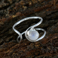 Rainbow Moonstone Solitaire Japanese 925 Sterling Silver White Gems Dainty Luxurious Ring Jewellery