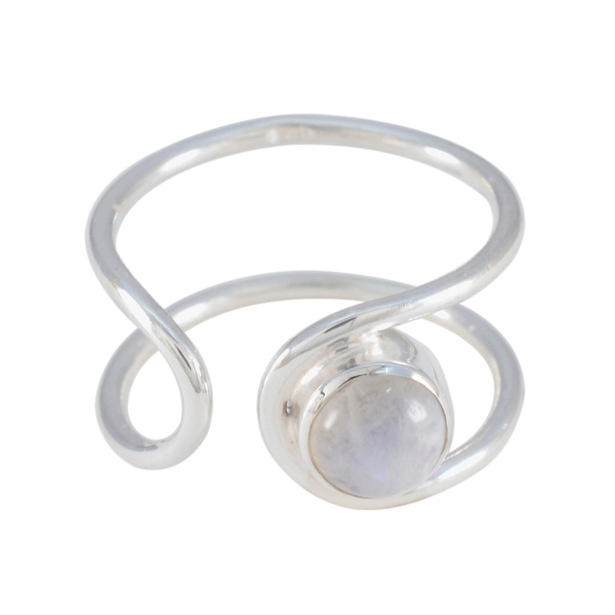 Rainbow Moonstone Solitaire Japanese 925 Sterling Silver White Gems Dainty Luxurious Ring Jewellery メイン画像