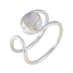 Rainbow Moonstone Solitaire Japanese 925 Sterling Silver White Gems Dainty Luxurious Ring Jewellery