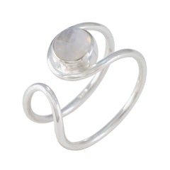 Rainbow Moonstone Solitaire Japanese 925 Sterling Silver White Gems Dainty Luxurious Ring Jewellery