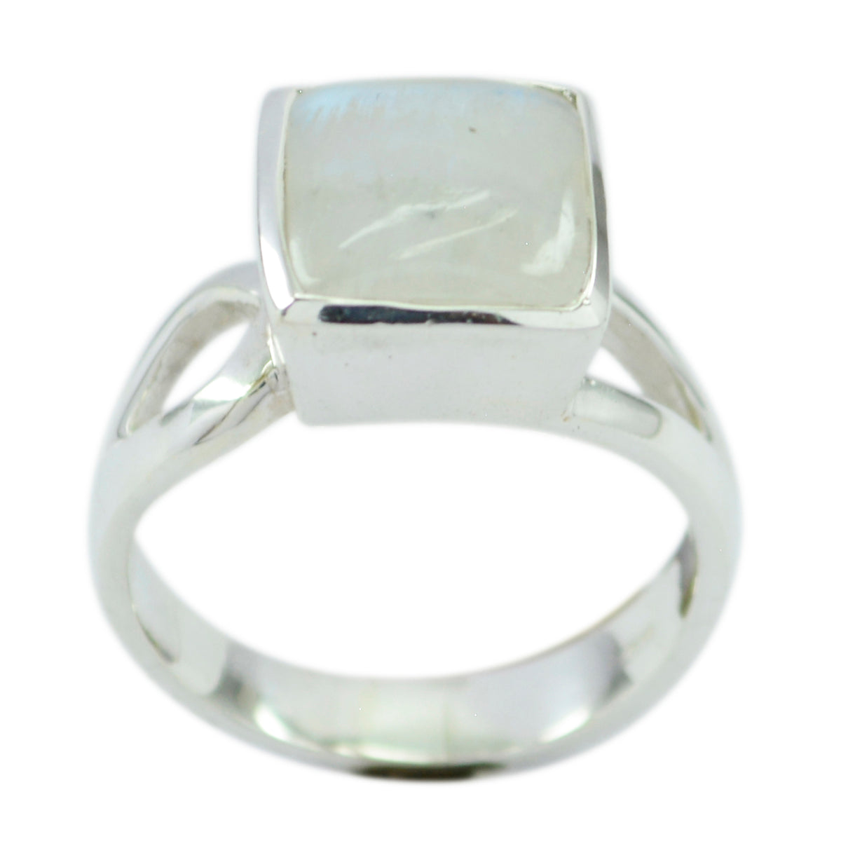 Rainbow Moonstone Solitaire German 92.5 Silver White Gemstones Mid weight Boho Ring Jewelry