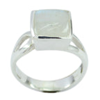 Rainbow Moonstone Solitaire German 92.5 Silver White Gemstones Mid weight Boho Ring Jewelry