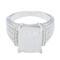 Rainbow Moonstone Solitaire Moroccan 925 Silver White Gemstones Eye catching Abstract Ring Jewellery