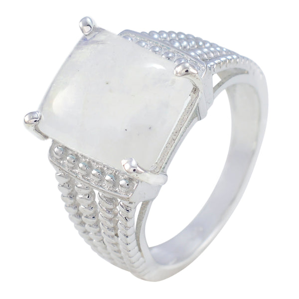 Rainbow Moonstone Solitaire Moroccan 925 Silver White Gemstones Eye catching Abstract Ring Jewellery