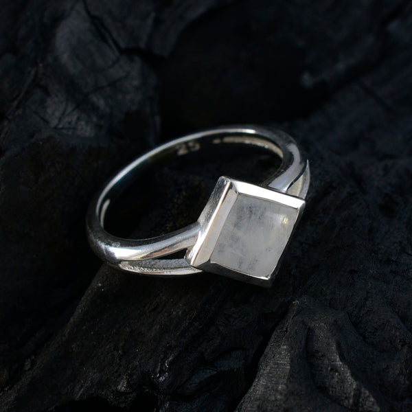 Rainbow Moonstone Solitaire Japanese Sterling Silver White Gemstones Dainty Romantic Ring Jewellery