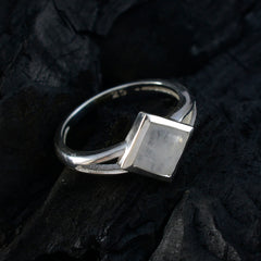 Rainbow Moonstone Solitaire Japanese Sterling Silver White Gemstones Dainty Romantic Ring Jewellery