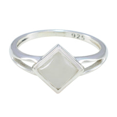 Rainbow Moonstone Solitaire Japanese Sterling Silver White Gemstones Dainty Romantic Ring Jewellery