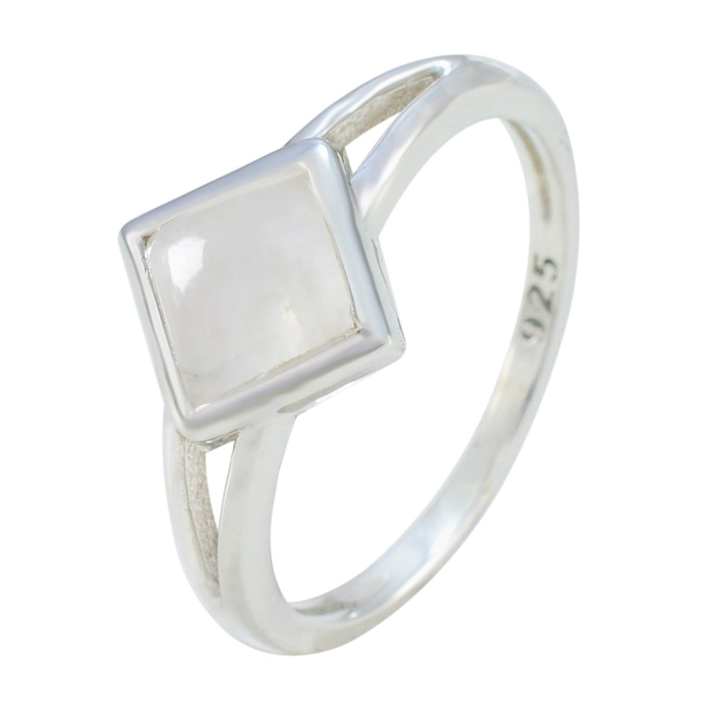 Rainbow Moonstone Solitaire Japanese Sterling Silver White Gemstones Dainty Romantic Ring Jewellery