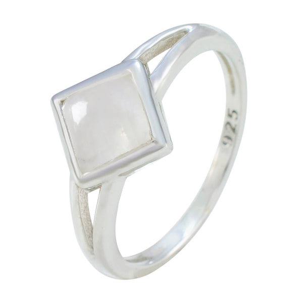 Rainbow Moonstone Solitaire Japanese Sterling Silver White Gemstones Dainty Romantic Ring Jewellery