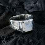 Rainbow Moonstone Solitaire Russian Silver White Gems Versatile Abstract Ring Jewellery