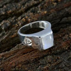 Rainbow Moonstone Solitaire Russian Silver White Gems Versatile Abstract Ring Jewellery