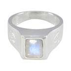 Rainbow Moonstone Solitaire Russian Silver White Gems Versatile Abstract Ring Jewellery