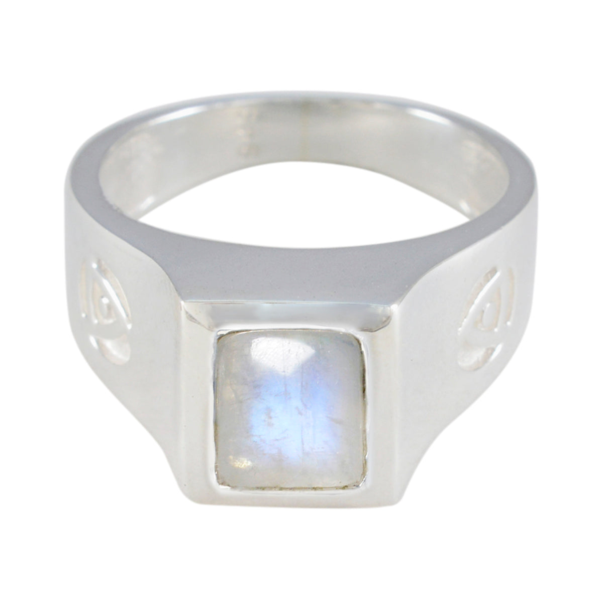 Rainbow Moonstone Solitaire Russian Silver White Gems Versatile Abstract Ring Jewellery