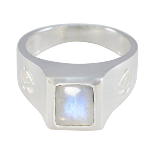 Rainbow Moonstone Solitaire Russian Silver White Gems Versatile Abstract Ring Jewellery
