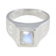 Rainbow Moonstone Solitaire Russian Silver White Gems Versatile Abstract Ring Jewellery