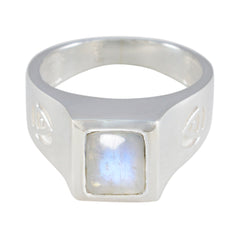 Rainbow Moonstone Solitaire Russian Silver White Gems Versatile Abstract Ring Jewellery