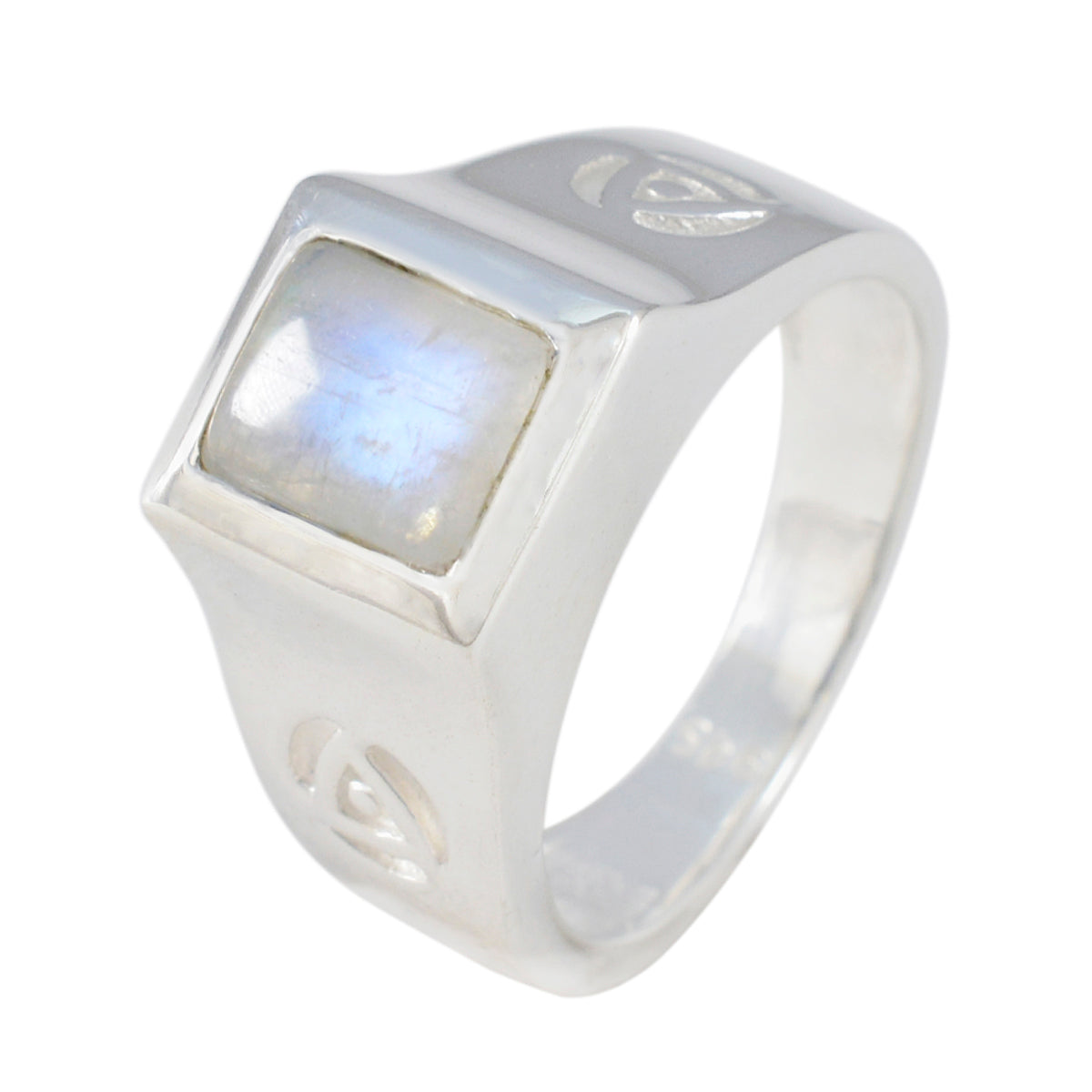 Rainbow Moonstone Solitaire Russian Silver White Gems Versatile Abstract Ring Jewellery Второстепенное изображение товара