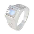 Rainbow Moonstone Solitaire Russian Silver White Gems Versatile Abstract Ring Jewellery