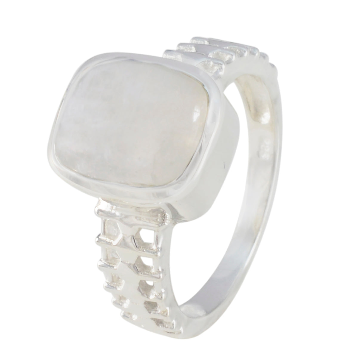 Rainbow Moonstone Solitaire German 925 Silver White Gems Mid weight Boho Ring Jewelry