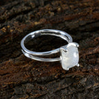 Rainbow Moonstone Solitaire Indian 92.5 Silver White Gemstone Minimal Luxurious Ring Jewellery