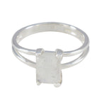 Rainbow Moonstone Solitaire Indian 92.5 Silver White Gemstone Minimal Luxurious Ring Jewellery