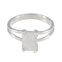Rainbow Moonstone Solitaire Indian 92.5 Silver White Gemstone Minimal Luxurious Ring Jewellery