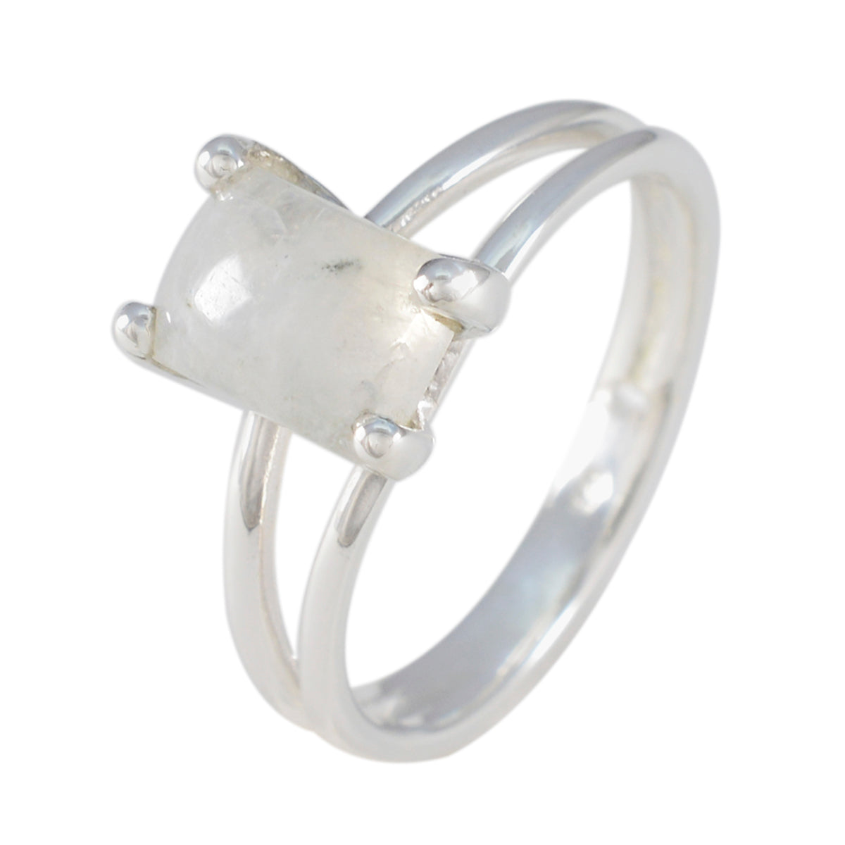 Rainbow Moonstone Solitaire Indian 92.5 Silver White Gemstone Minimal Luxurious Ring Jewellery