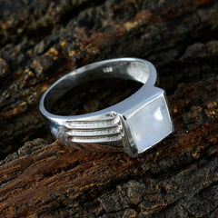 Rainbow Moonstone Solitaire Indian Silver White Gemstones Classic Glamorous Ring Jewelry