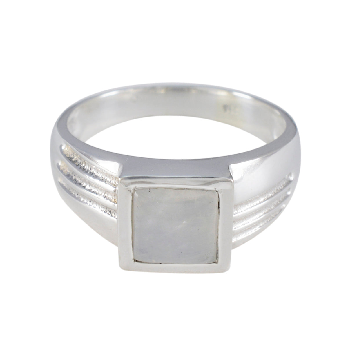 Rainbow Moonstone Solitaire Indian Silver White Gemstones Classic Glamorous Ring Jewelry