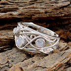 Rainbow Moonstone Trilogy French 925 Sterling Silver White Gems Mid weight Sophisticated Ring Jewelry