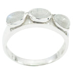 Rainbow Moonstone Trilogy American 925 Silver White Gemstone Dainty Sophisticated Ring Jewellery