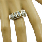 Rainbow Moonstone Penta Moroccan Silver White Gems Slim Contemporary Ring Jewelry